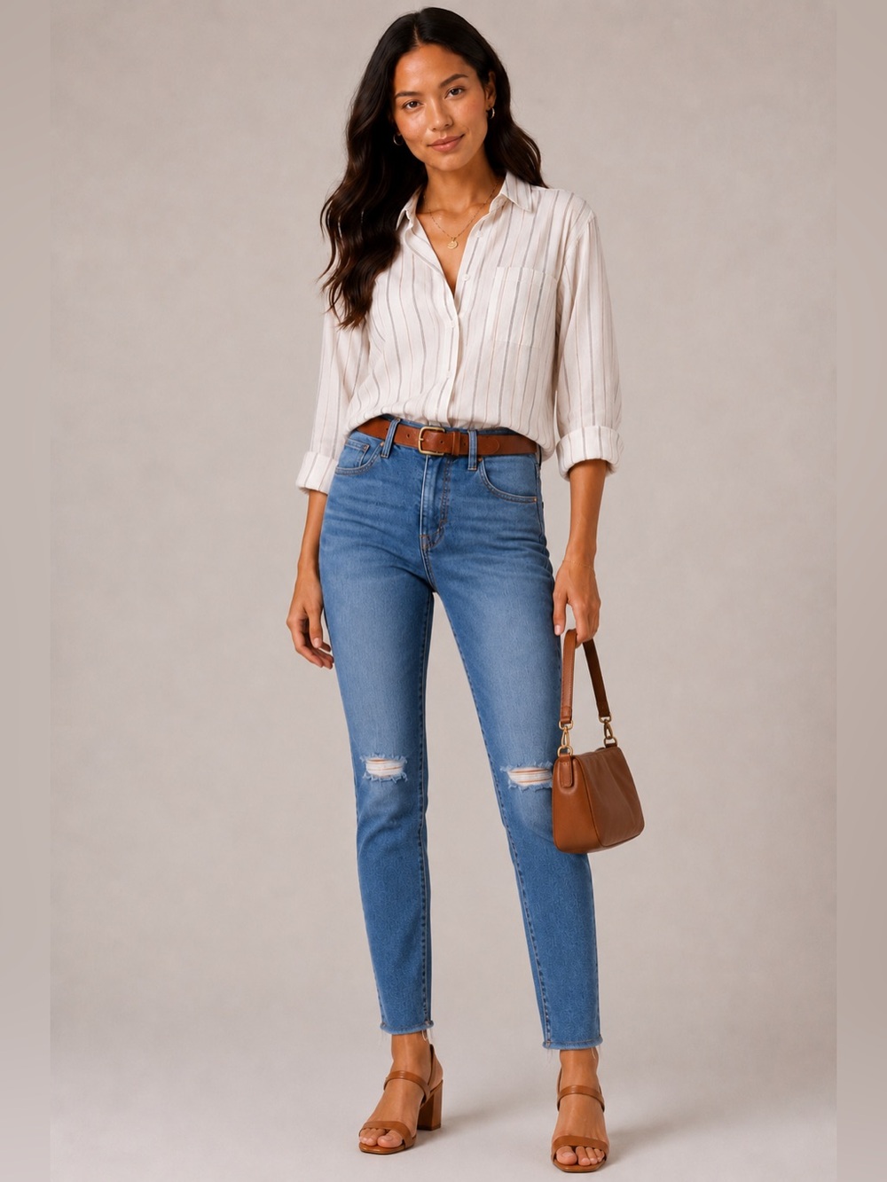 Madewell Medium Wash Distressed Roadtripper Jeans Knee-Rip Edition Size 25 J7936